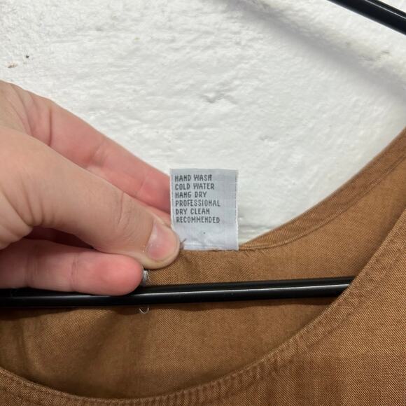 Vintage 90s La Vogue Brown Rayon Tank Top S Minimalist Quiet Luxury Hong Kong - Picture 3 of 5